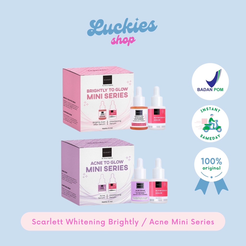 Scarlett Whitening Brightly Acne to Glow Mini Series Paket Mini Scarlet Serum Brightly Acne BPOM