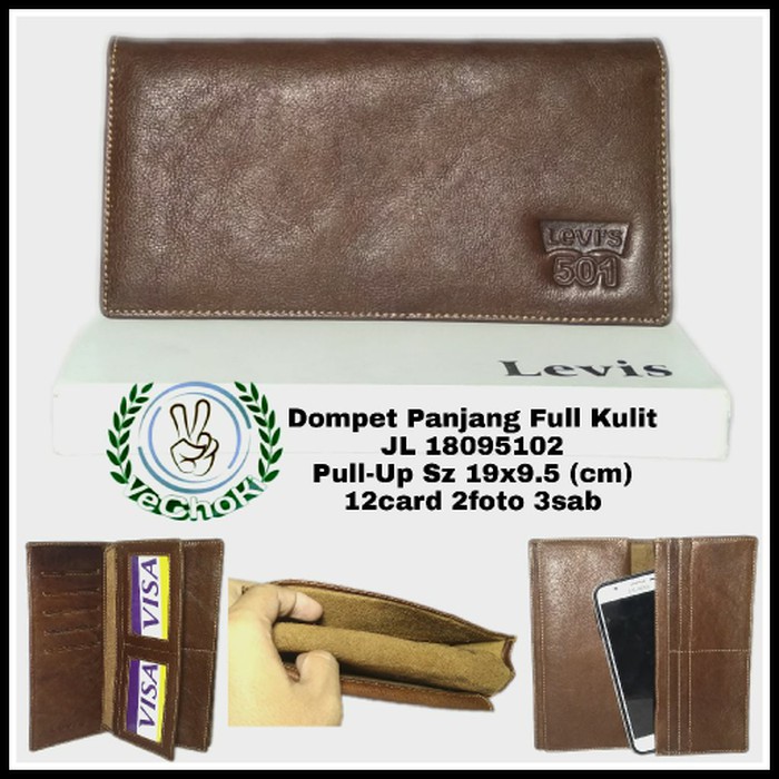 Dompet Panjang Pria Wanita Kulit Sapi Asli - Levis Harley Davidson Bally Giorgio Armani