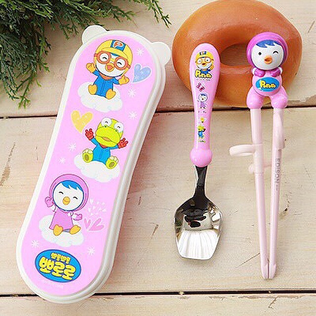 Edison Training Chopstick and Spoon Set With Hardcase / Sumpit Sendok Anak pororo