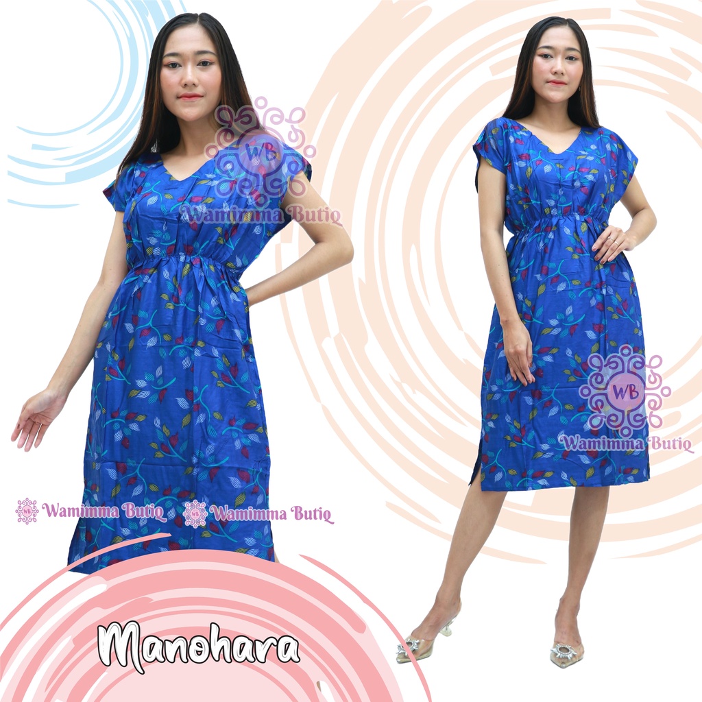 Daster Manohara Bali Daster Karet Pinggang Daster Kekinian Daster Viral Daster Manohara Panjang-Audie-Biru