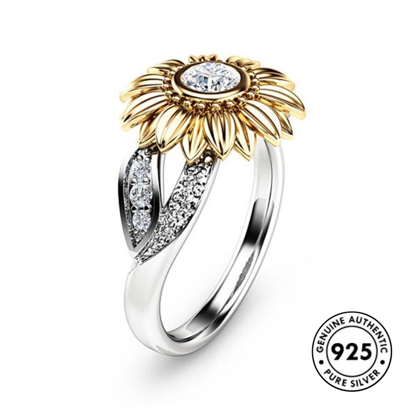 Cincin Sterling Silver 925 Model Bunga Elegan Untuk Wanita