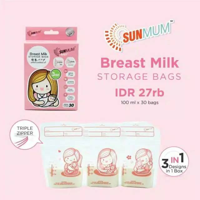 Sunmum Breastmilk Storage Bags Kantong ASI 100 ml Sun Mum Breast Milk