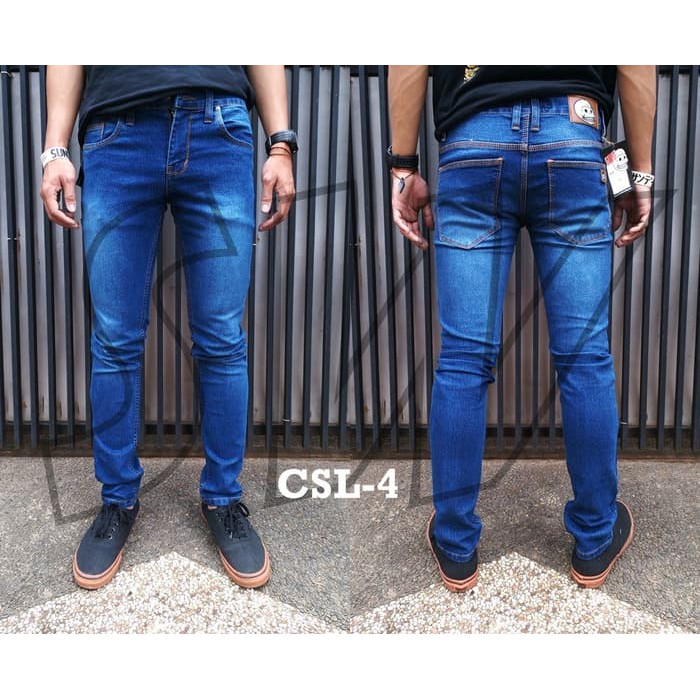  Celana  Jeans  Pria  Skiny Sobek Paha Dengkul UV317 Cheap 