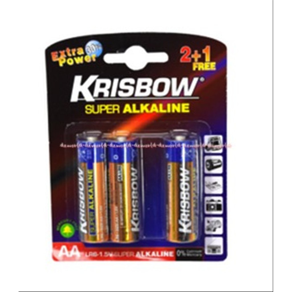 Krisbow Alkaline Baterai AA 2 plus 1Jam Dinding A2 Tahan Lama