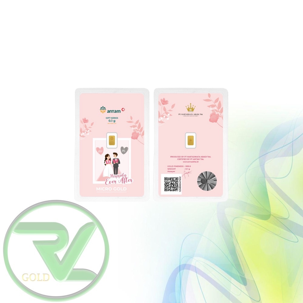 Rvl Gold Micro Gold Antam Hartadinata (Ha) Berat 0.1 Gram Wedding Love Series