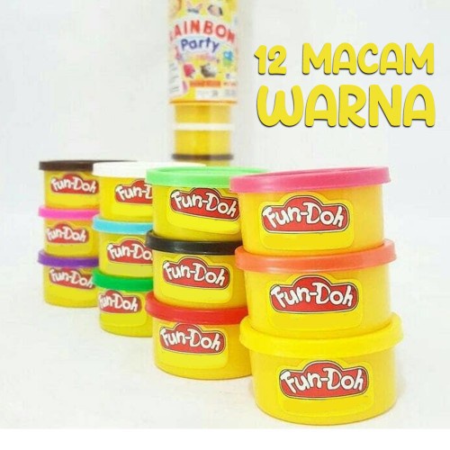 Mainan Lilis Plastisin Fun Doh Rainbow Party Multi 12 Colors Refill