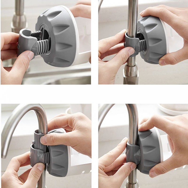 [Punch-free Faucet Rack] [Kitchen Sink Drain Storage Rack, Dishcloth &amp; Steel Wire Ball &amp; Soap Sponge Rack] [Adjustable Bathroom Faucet Drain Rack]