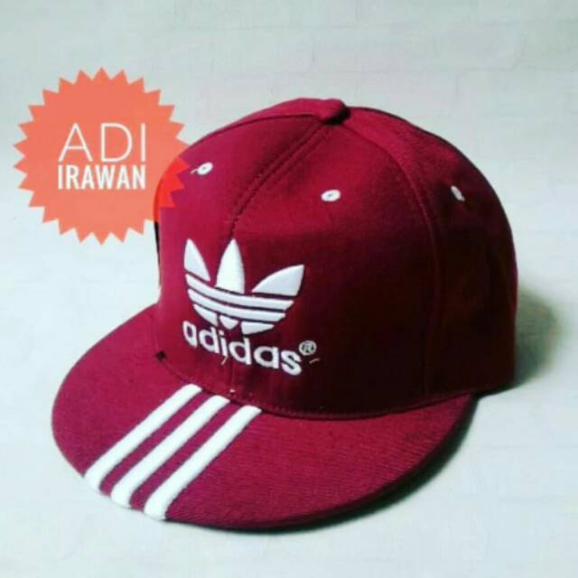 Topi snapback adidas merah