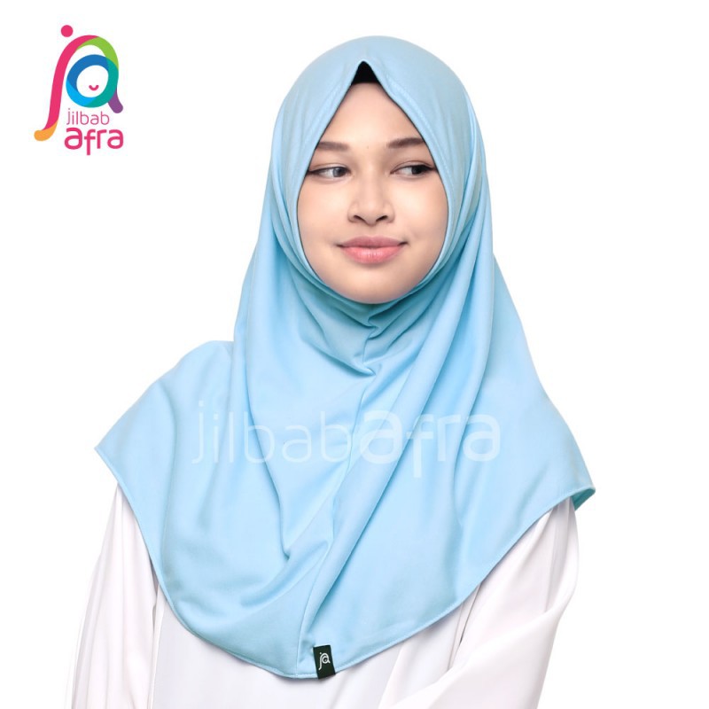 SYIFA 25 Baby Blue XS JilbabAfra MyPearlCollection - Bergo Kaos Nonpet Hijab Instan Syiria Tanpa Pet