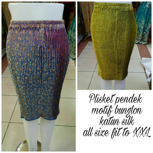 Rok Pendek Jumbo Plisket Yohana Midi Skirt Batik