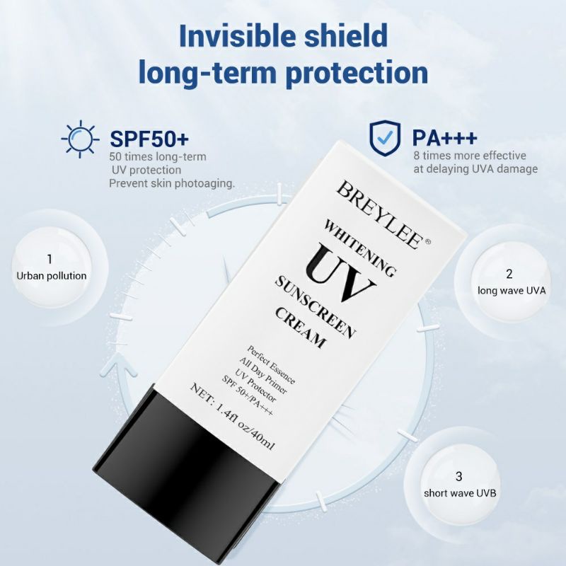 【BPOM】BREYLEE UV Sunscreen Cream Whitening Krim Tabir Surya SPF 50+ 1.4floz/40ml
