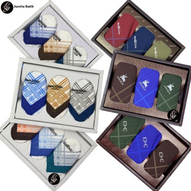 TERMURAH 6Pcs Sapu Tangan Branded 100% Katun Import Berkualitas Premium/ Man Handkerchief/ Sapu Tang