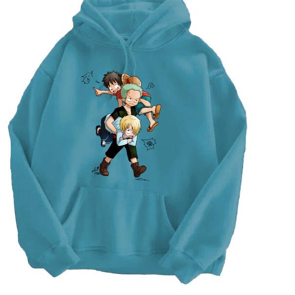 ✺ Sweater Hoodie Pria/Wanita One Piece Luffy Zoro Sanji Anime Jepang ✶