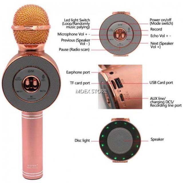 MIC KARAOKE BLUETOOTH WS 668 WIRELESS/MICROPHONE SMULE PORTABLE SPAEKER WS668 HIGH QUALITY