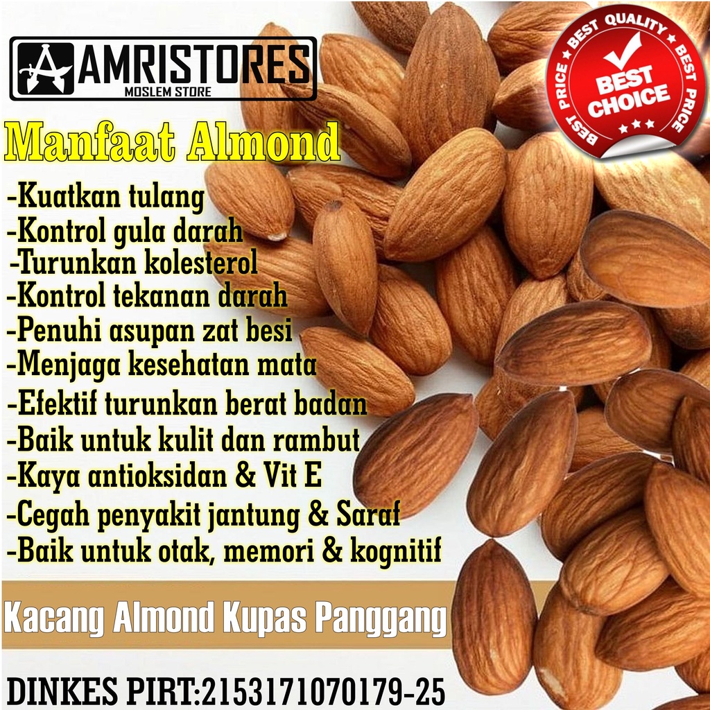 

Kacang almond panggang kupas almond nut roasted premium garing renyah bisa cod gratis ongkir
