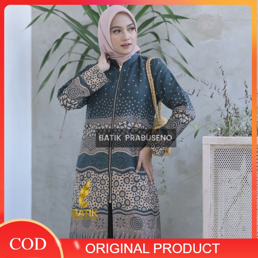 Batik Prabuseno Original Motif  NOVI TOSCA Tunik Batik Wanita Lengan Panjang Terbaru 2022 Model Atasan Kekinian Elegan Modern Katun Premium Lapis Furing Trikot Bisa COD Baju Seragam Kerja Kantor Guru