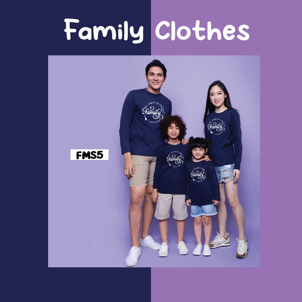 [KAOS] kaos keluarga couple family FMS5 full color cotton combed lengan panjang murah stylish