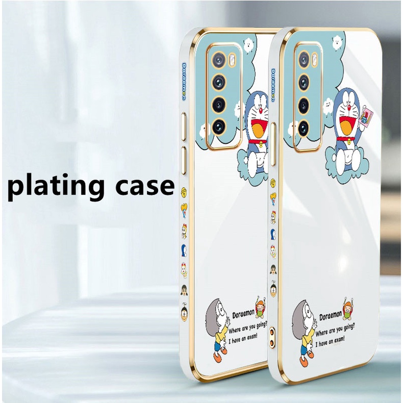 Doraemon plating Soft Case For VIVO Y20i Y12S Y11 Y19 S1 PRO Y50 Y30 Y93 Y91C Y12 Y15 Y17 Y20S Y20 Y30i Luxury Cartoon Silicone TPU Phone Case