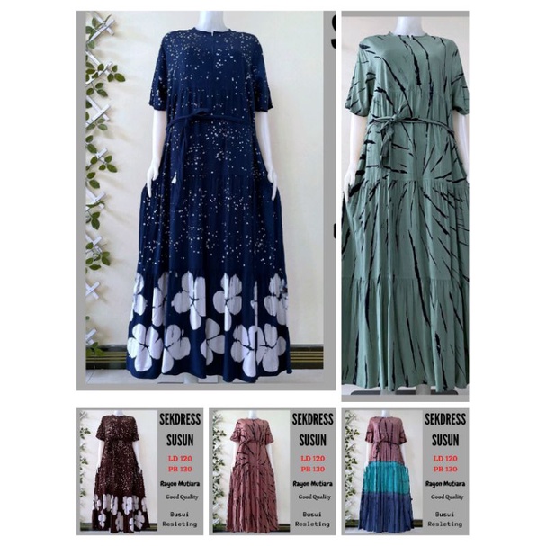 daster panjang /daster jumbo/sekdres susun /sekdres susun rayon  mutiara jumbo LD130cm