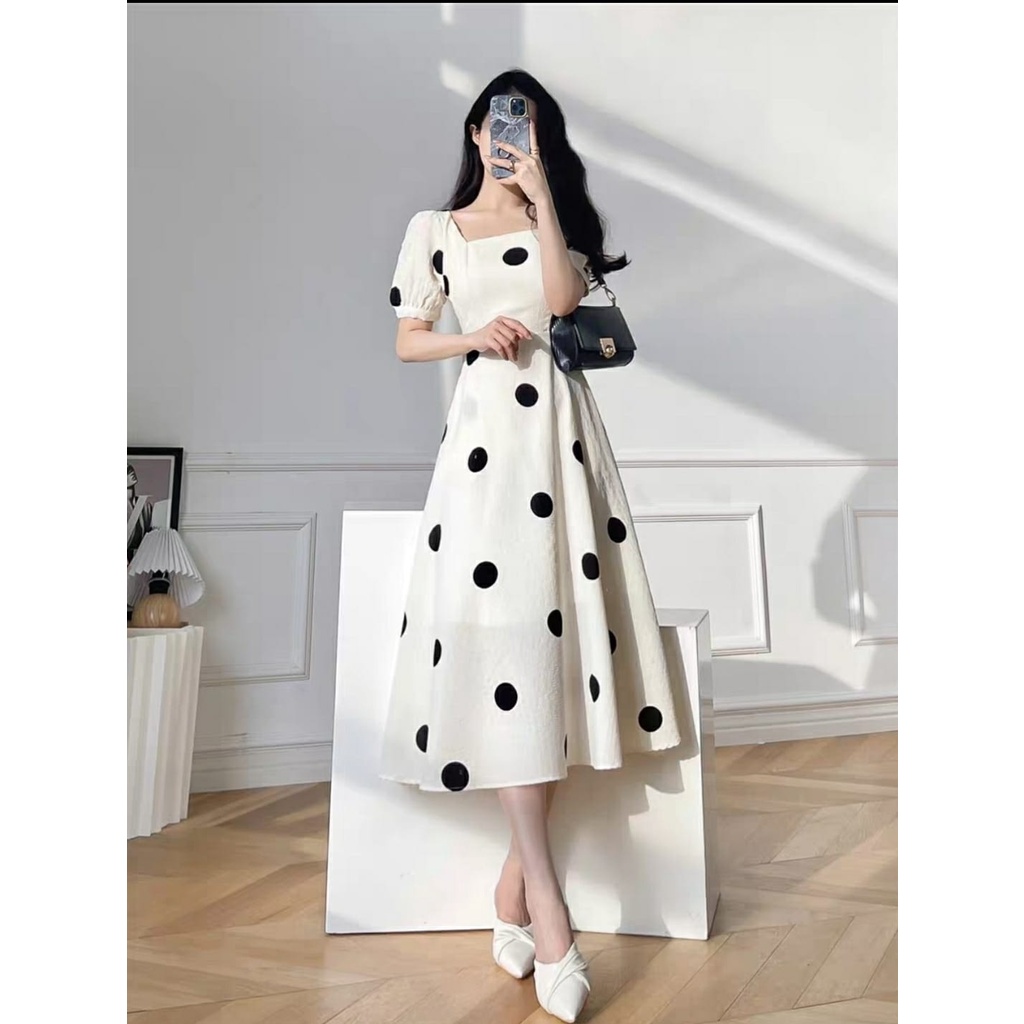 FWG - DRESS FARAH POLKA / DRESS PESTA / DRESS WANITA / LONGDRESS CASUAL / DRESS / FASHION WANITA