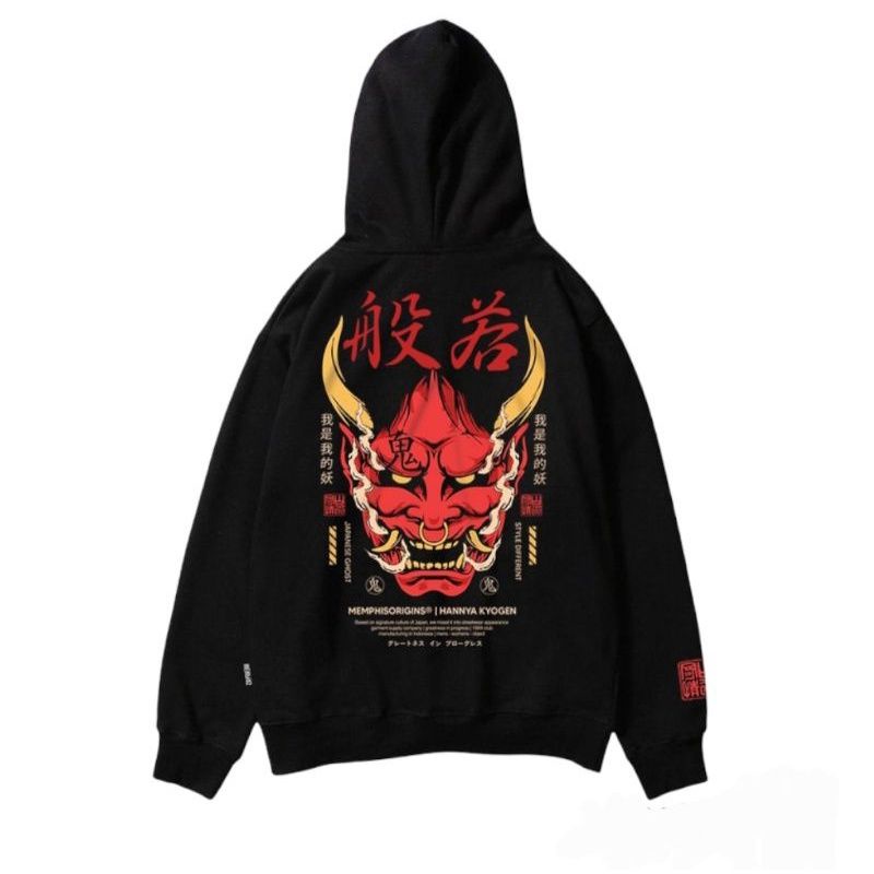 SWEATER HOODIE MEMPHIS ORIGIN KURO RYUJIN-SWEATER DEVIL PRIA DAN WANITA-SWEATER BAHAN KATUN FLECEE
