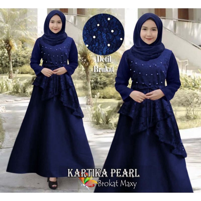 MAXY KARTIKA MUTIARA, BRUKAT GAMIS MUSLIM, MOSCREPE, MAXY DRESS