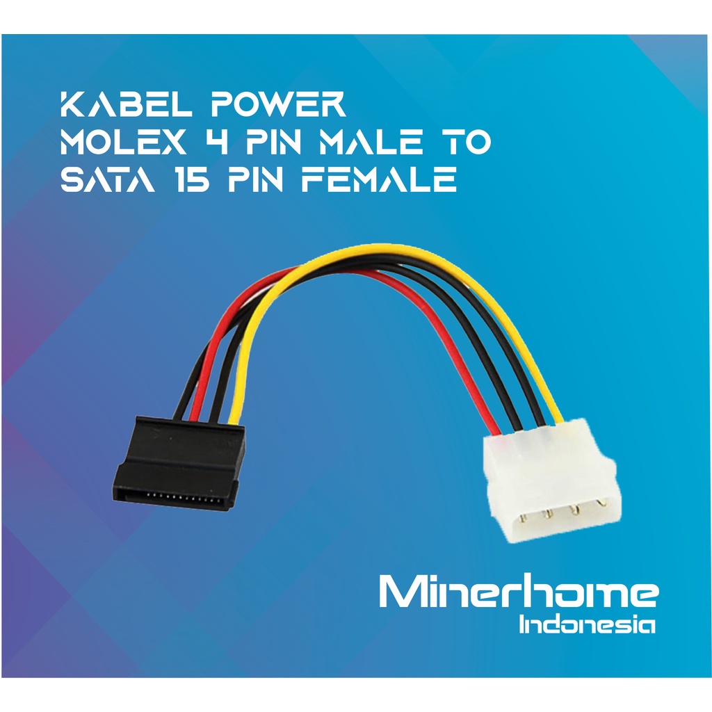 Kabel Power Molex 4pin Male to Sata 15pin Female