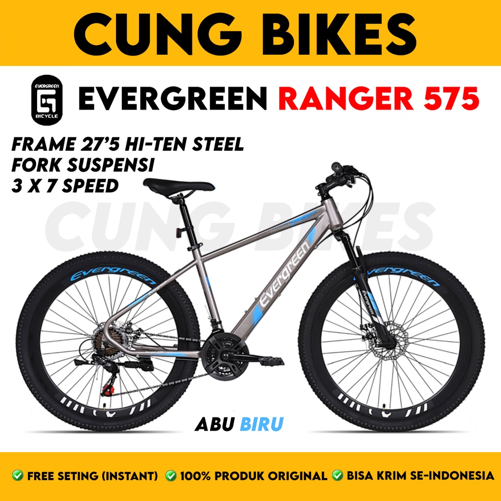 Sepeda gunung MTB 27.5 Inch Evergreen Ranger 575 21 speed Velg Tinggi Double disc brake