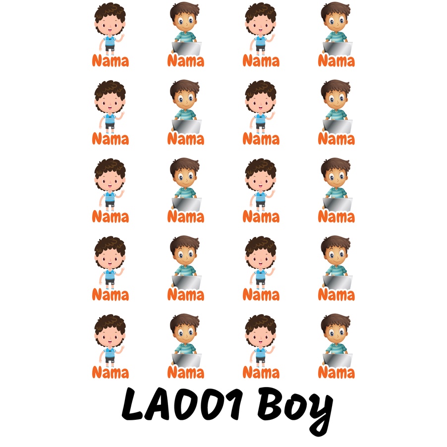

Sticker Nama Cutting Label Waterproof Tahan Air Kid 01 (LA001)