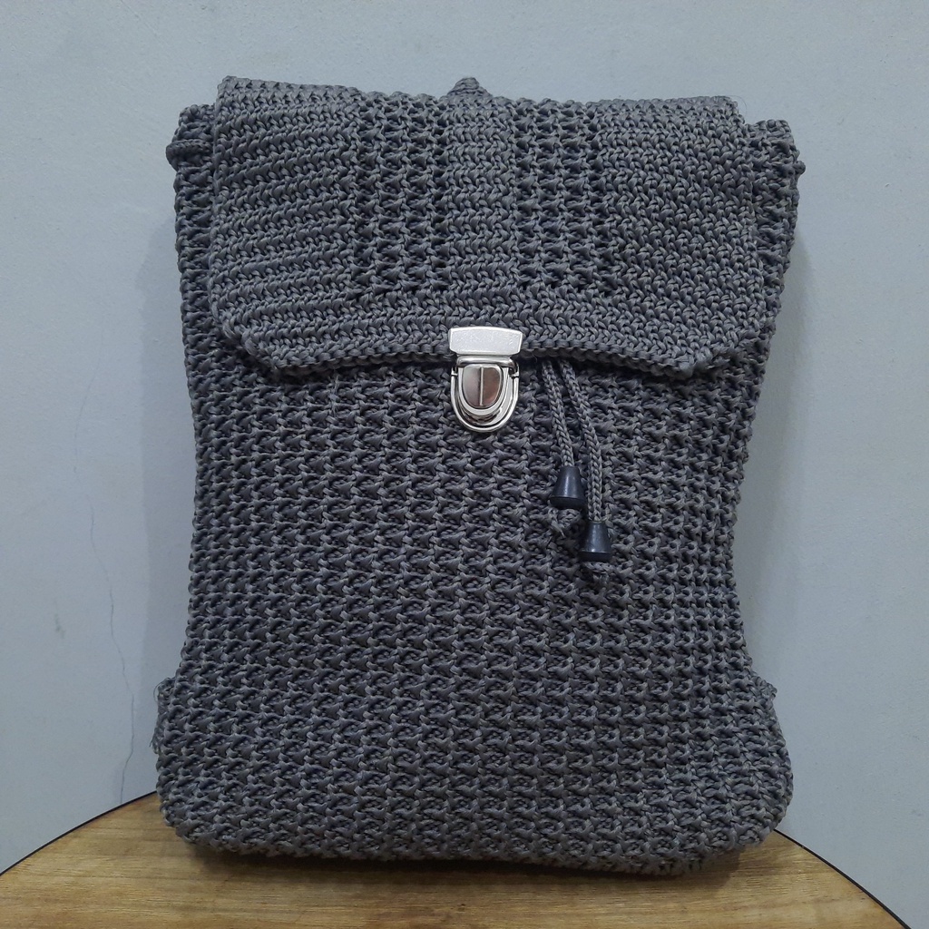 Tas Ransel Rajut Camilia - SenjabyAtsa-Abu Tua