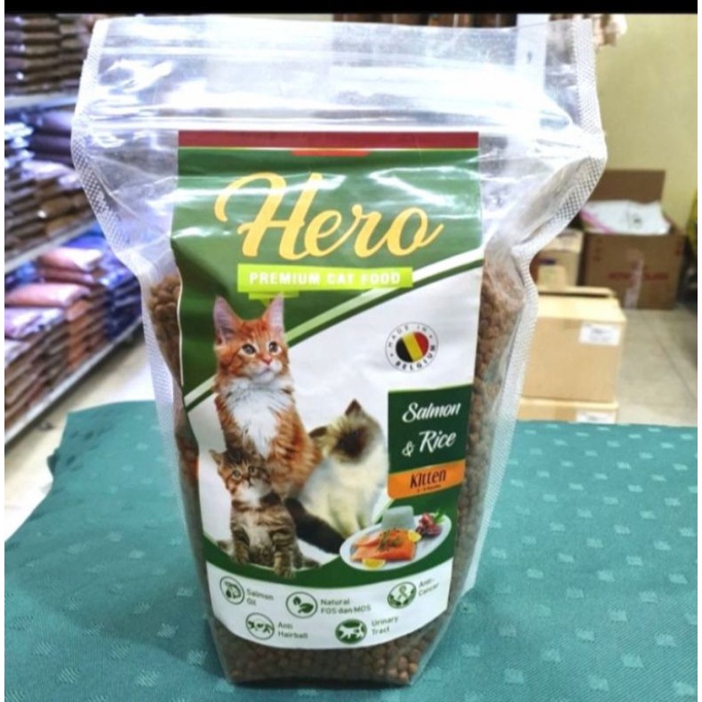 Hero kitten salmon n rice ripack 800gram makanan kucing