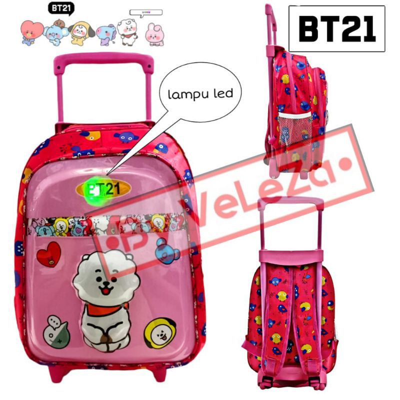 Tas troli tas dorong tas ransel anak perempuan karakter BETE21 led - tas troli