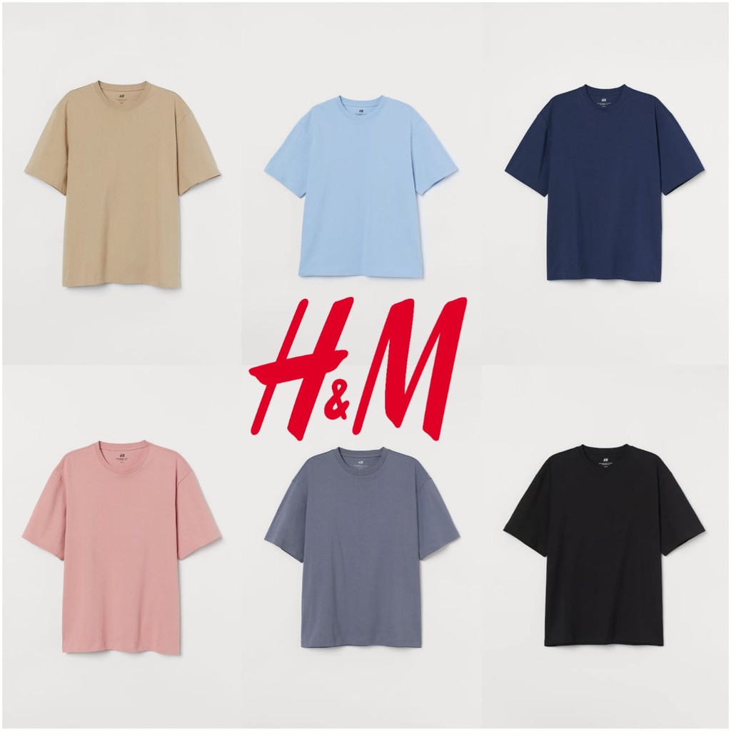Jual Tshirt H&M Relaxed Fit Kaos Polos HNM Kaus Polos HM Basic 100