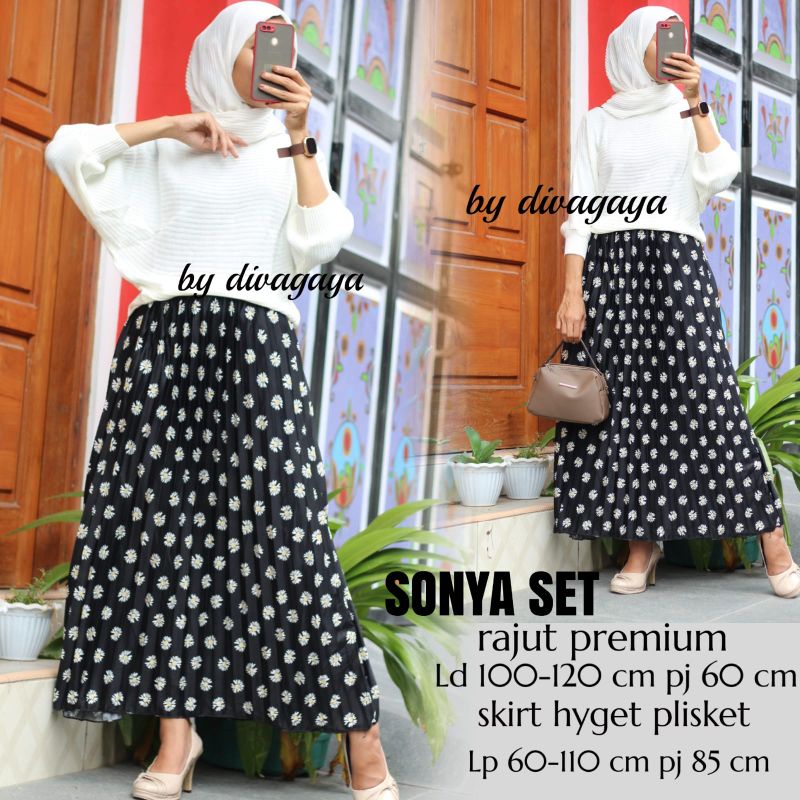 SONYA SET RAJUT BAWAHAN ROK PLISKET