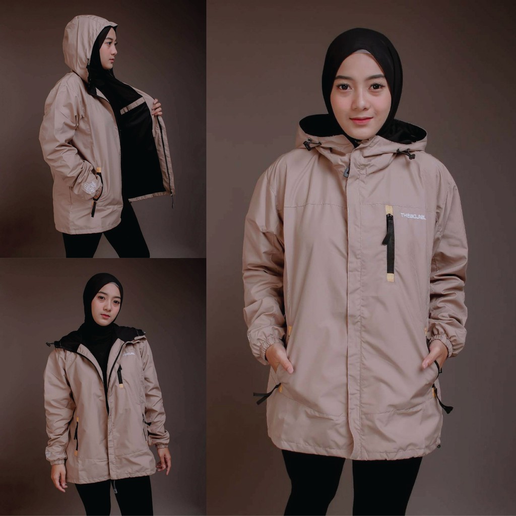 JAKET PARASUT WANITA PRIA WATERPROOF WINDBREAKER ORIGINAL DISTRO THE BOJIEL-Cream