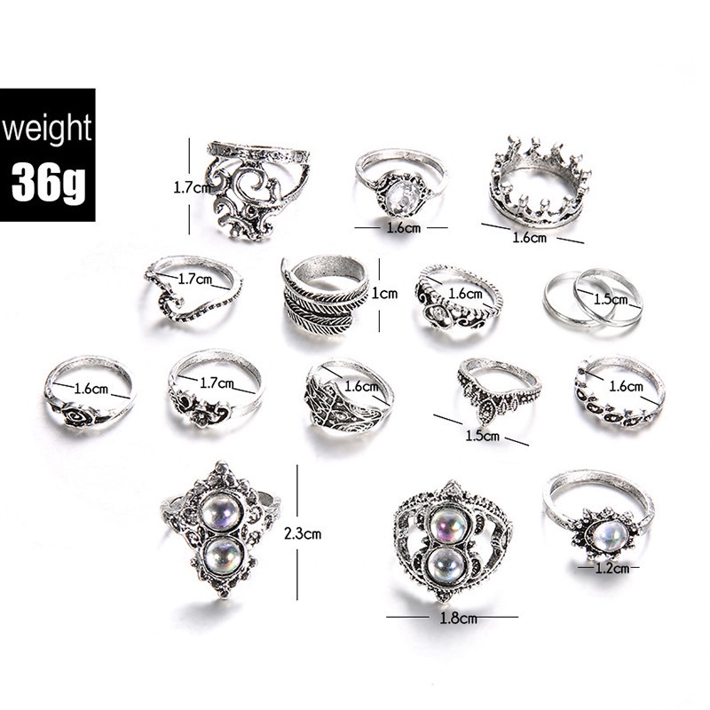 16pcs / Set Cincin Desain Mata Kucing Untuk Wanita