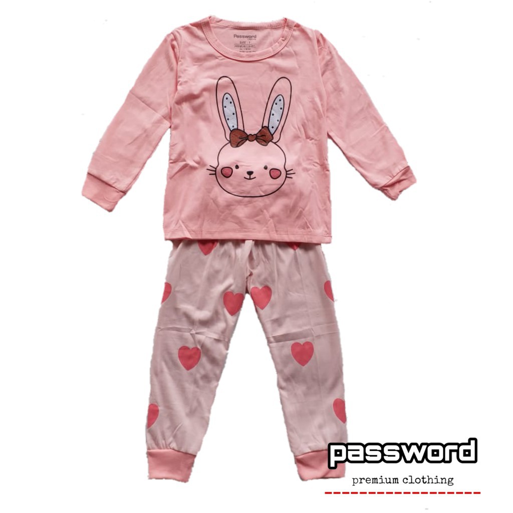 HappyOliver PASSWORD RABBIT HEART Setelan Sweater 1 - 7 Tahun Baju Anak BerKualitas