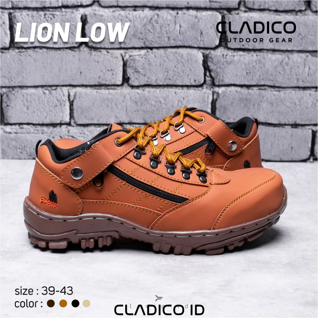 CLADICO Sepatu Safety Pria Boot Pendek Ujung Besi Sefty Lion Low Cowok Kerja Lapangan Proyek Outdoor Mendaki Haiking Berkendara