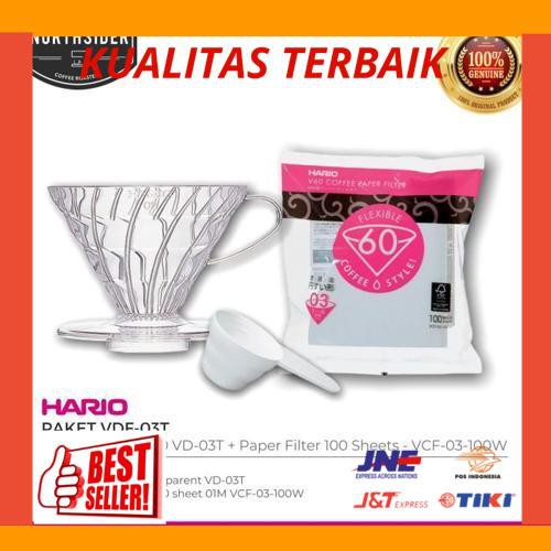 Promo PAKET VDF-03T | Hario Dripper VD-03T + Paper filter100 03W VCF-03-100W