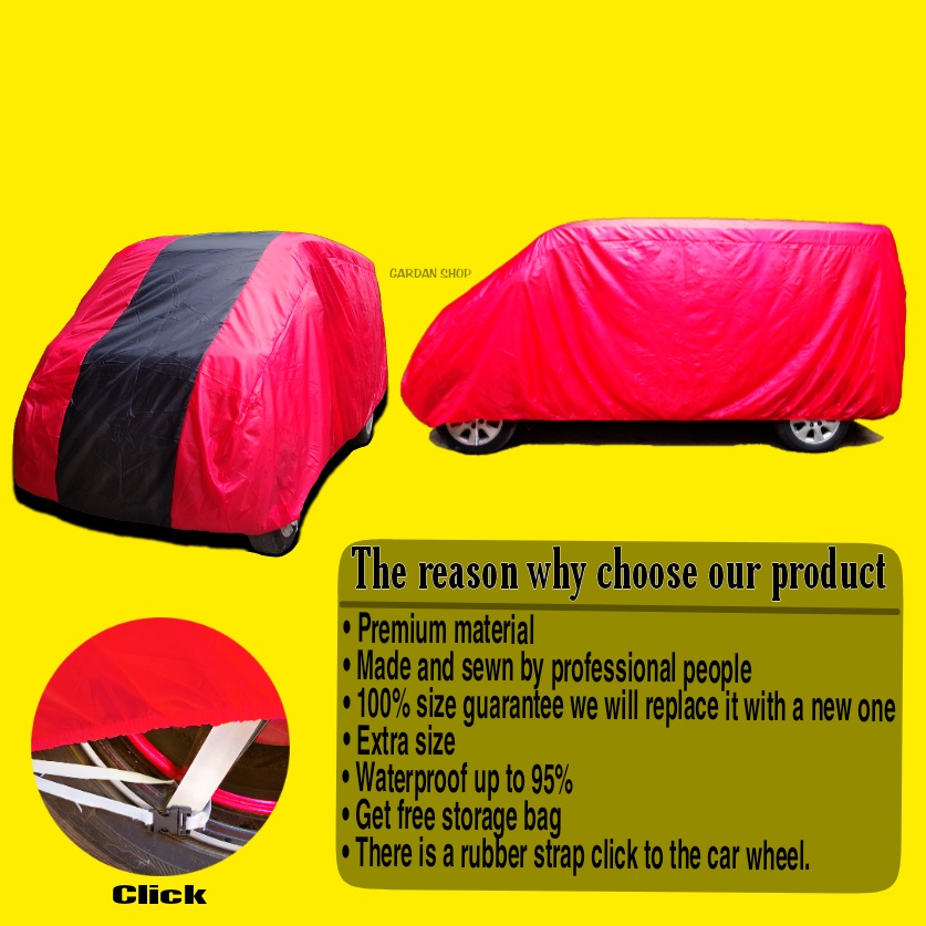 Body Cover KIJANG KOTAK MERAH HITAM Penutup Bodi Mobil Kijang Kotak Waterproof PREMIUM