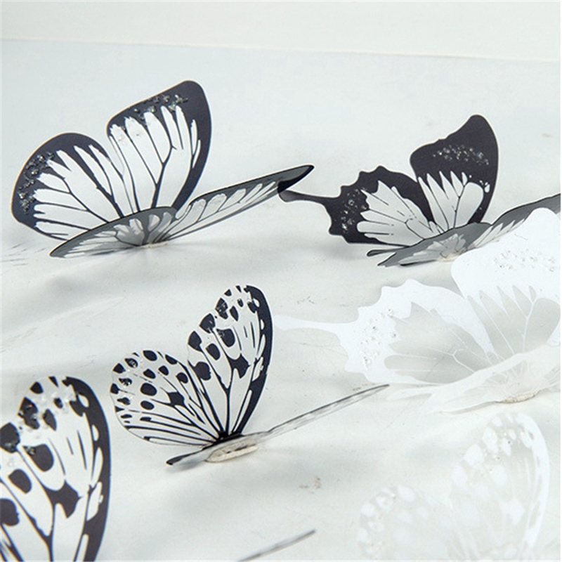 18pcs Stiker Dinding Decal Desain Kupu-Kupu Kristal 3d Untuk Dekorasi Kamar Butterfly