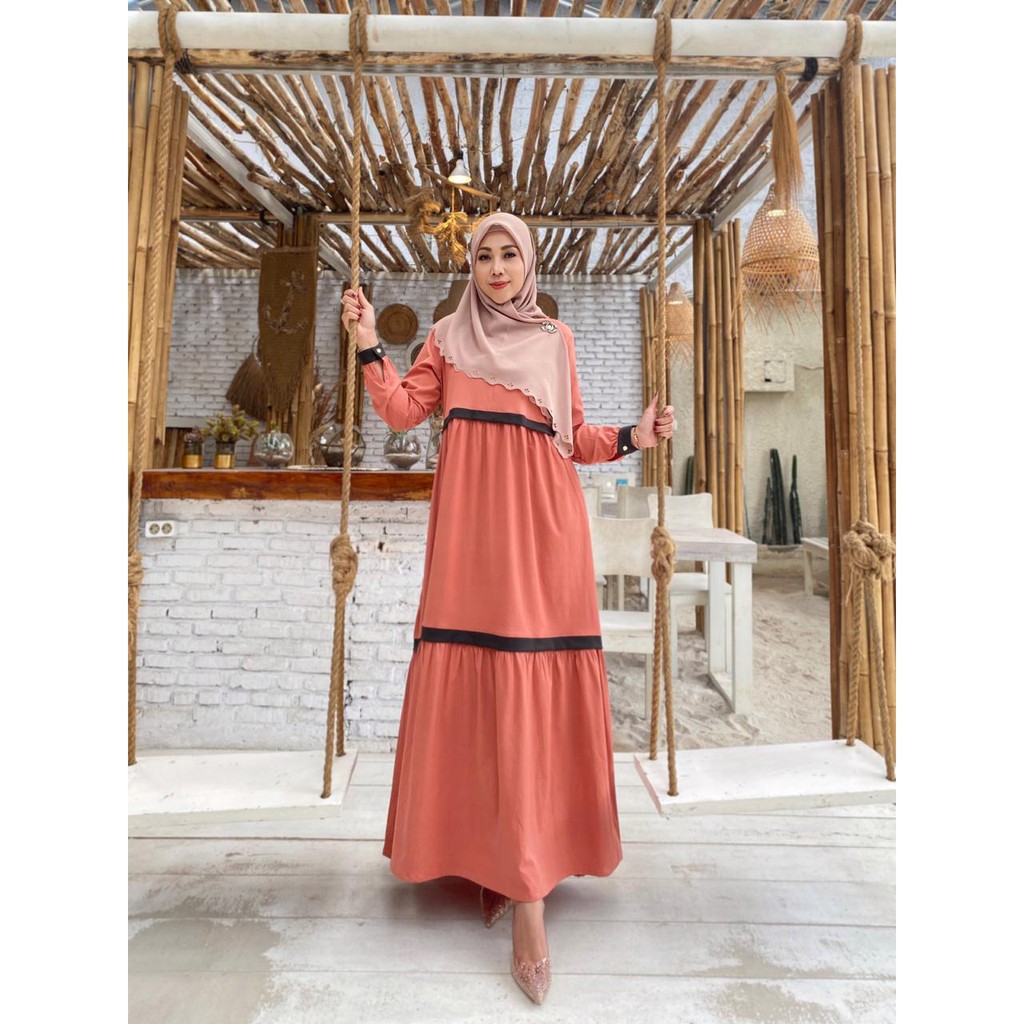 MDLY GOLD Baju Gamis Dress Wanita Muslimah Dhina