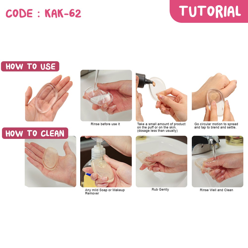 Silicone Sponge - SiliSponge Transparant - Silikon Polos Blender untuk Make Up - KAK-62