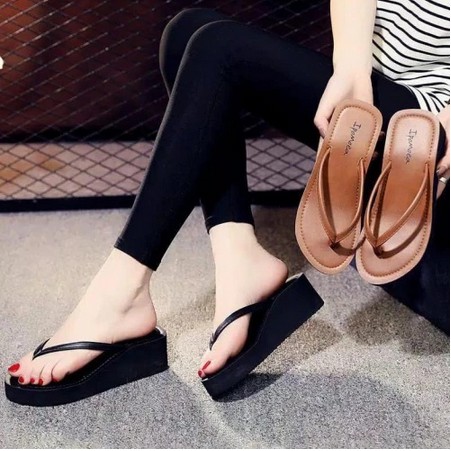 Sandal Wedges Wanita Spon Ipomoea | Wedges Wanita Casual | Wedges Jepit Ipomoea