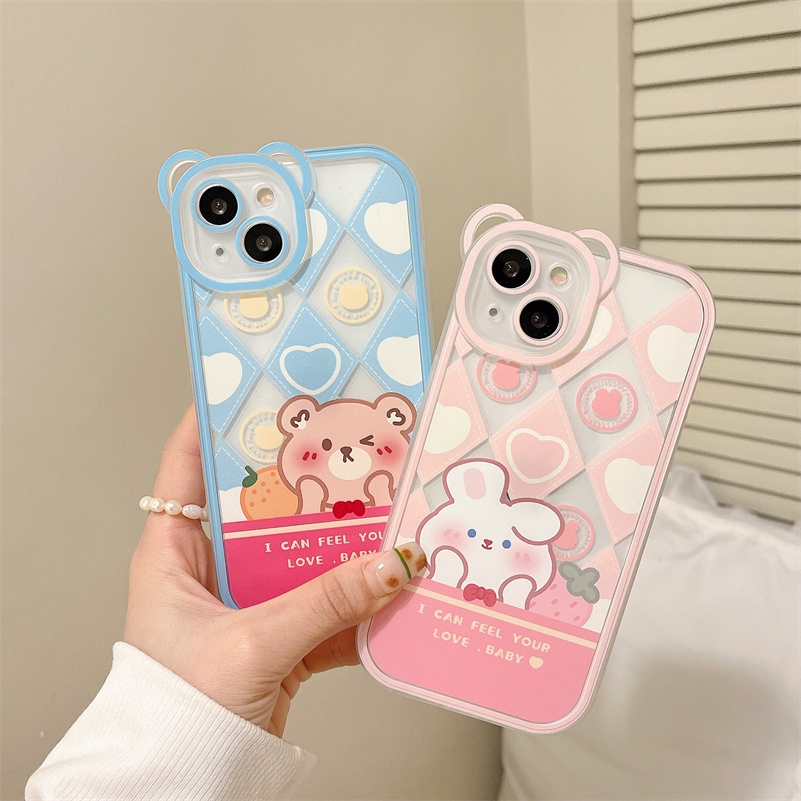 Soft Case Silikon Motif Kartun Beruang Kelinci Untuk iPhone 13 12 11 Pro Max X Xr Xs Max SE 2020 8 7 6 6s Plus