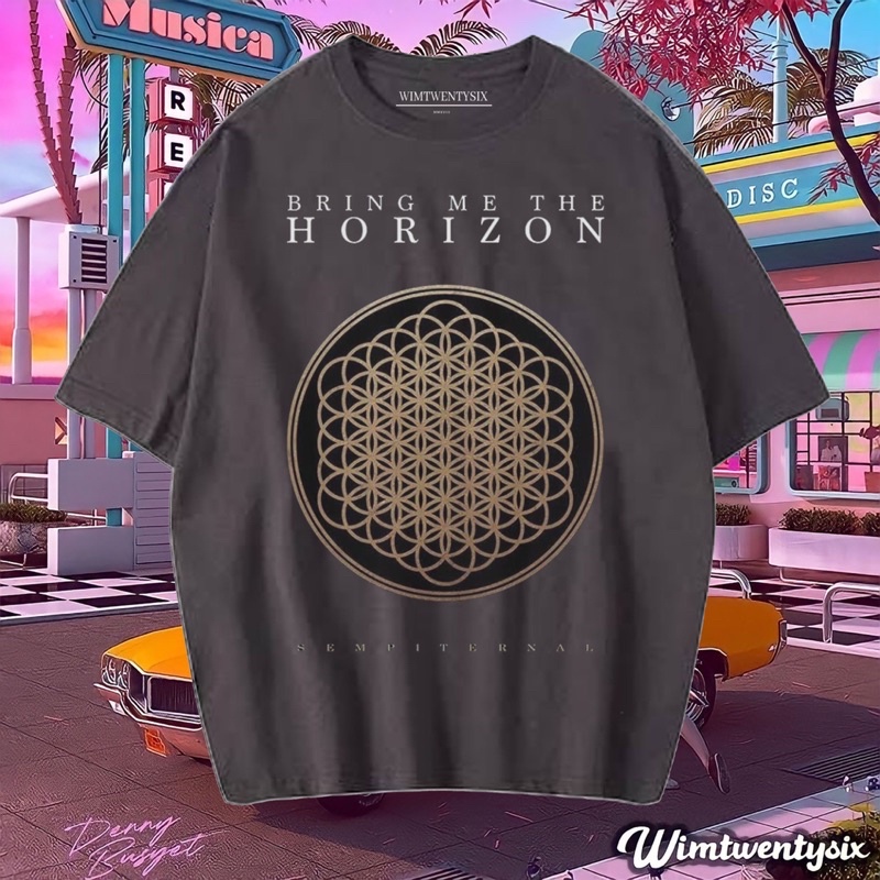 KAOS BRING ME THE HORIZON OLIVER SYKES 90 S VINTAGE TEE ( OVERSIZE DARK GREY T-SHIRT)