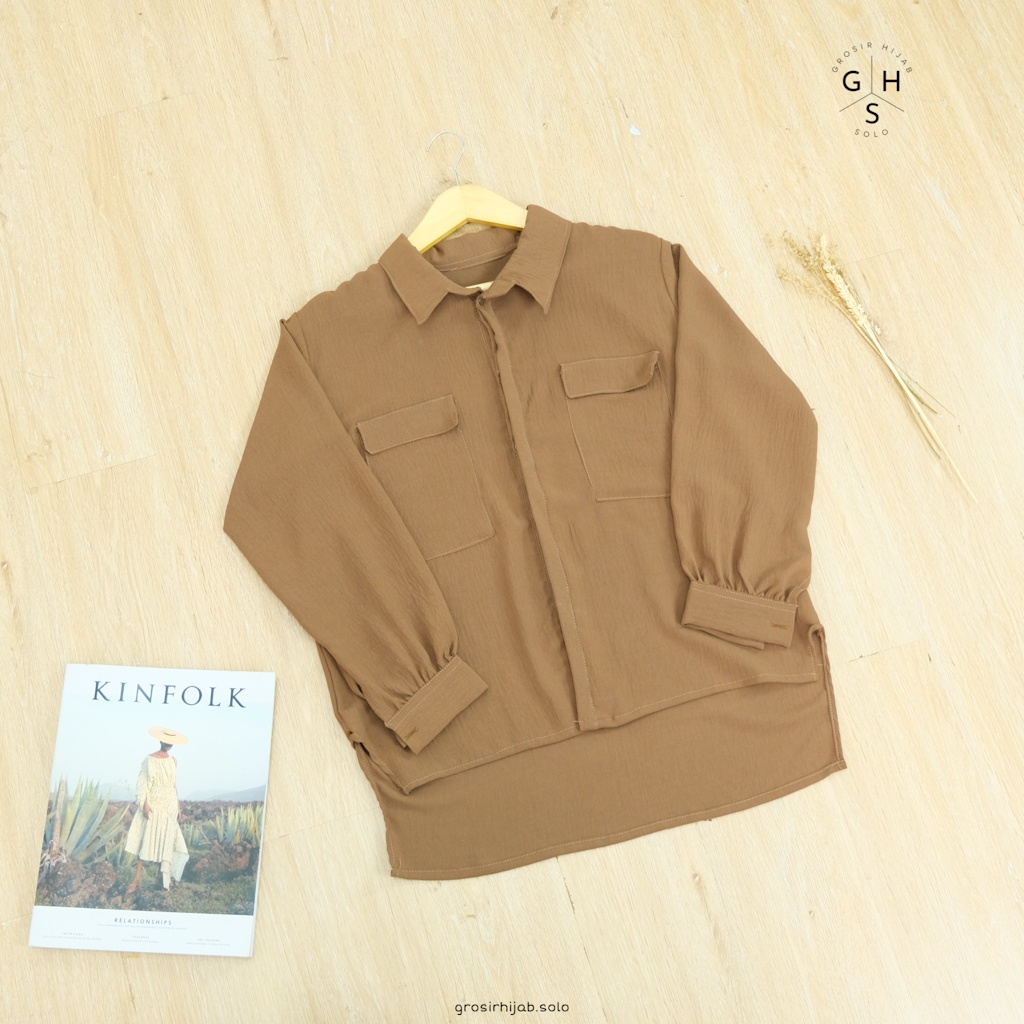(AMD) KEMEJA ANGGITA BLOUSE ATASAN WANITA SHIRT-K ANGGITA CHOCO