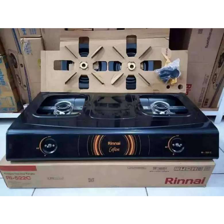 Rinnai Kompor Gas 2 tungku + SELANG REGULATOR RI 522C ,  RI 522E , RI 522S ORIGINAL SNI