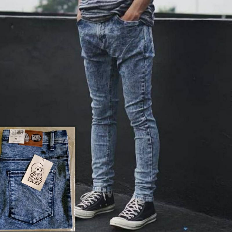 celana panjang pria snow skiny jeans slimfit hitam