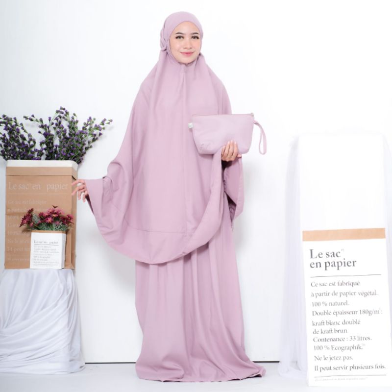 Alantasik - Mukena Viral Yurie / Mukena murah Polos Super Silky telekung Jumbo R.12